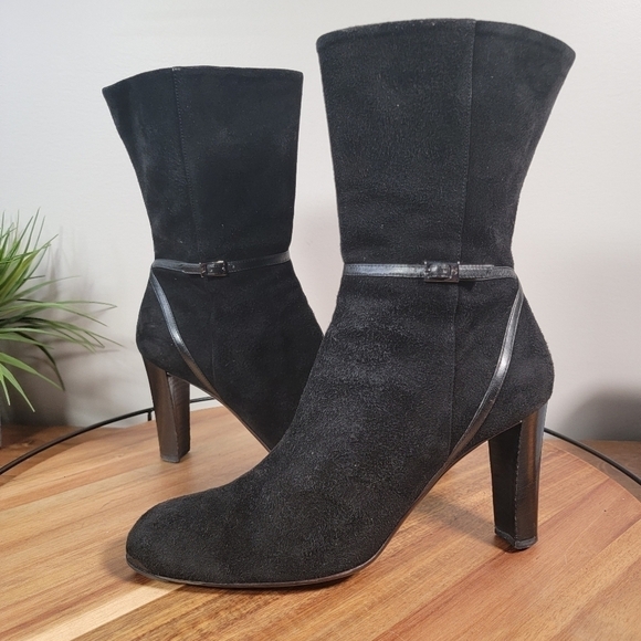 GIORGIO ARMANI black suede heel boots booties 38.5 - Picture 12 of 17